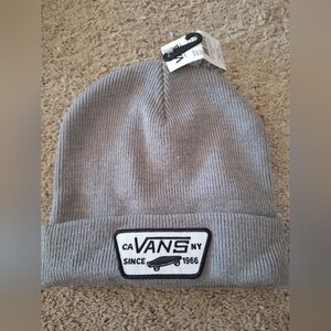 Vans Gray Knit Beanie with Logo Patch